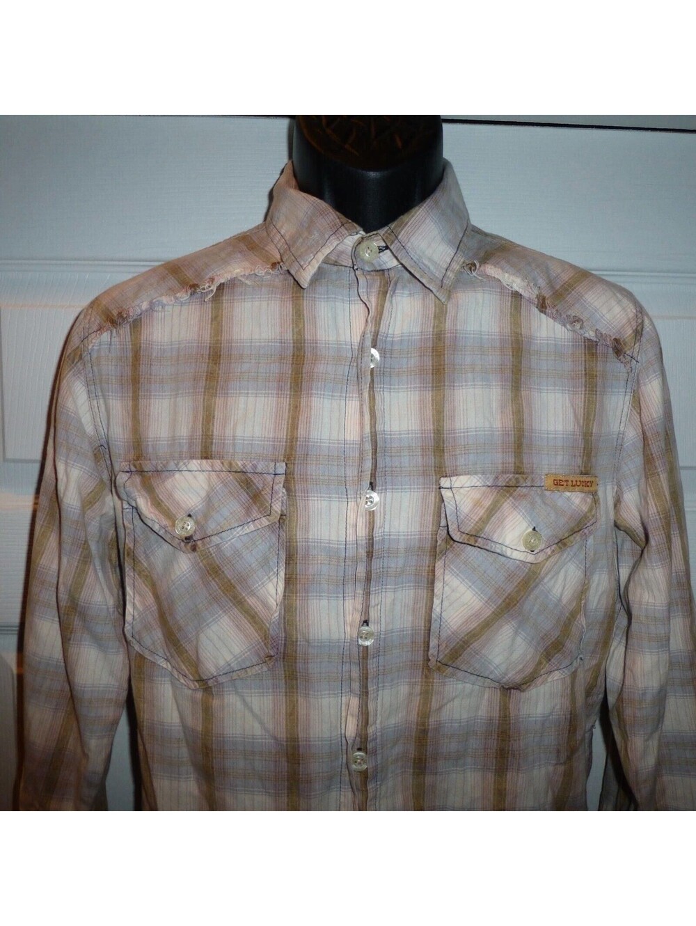Get Lucky (Australian Brand) Western Style Button Up Front Mens L/S Shirt Small